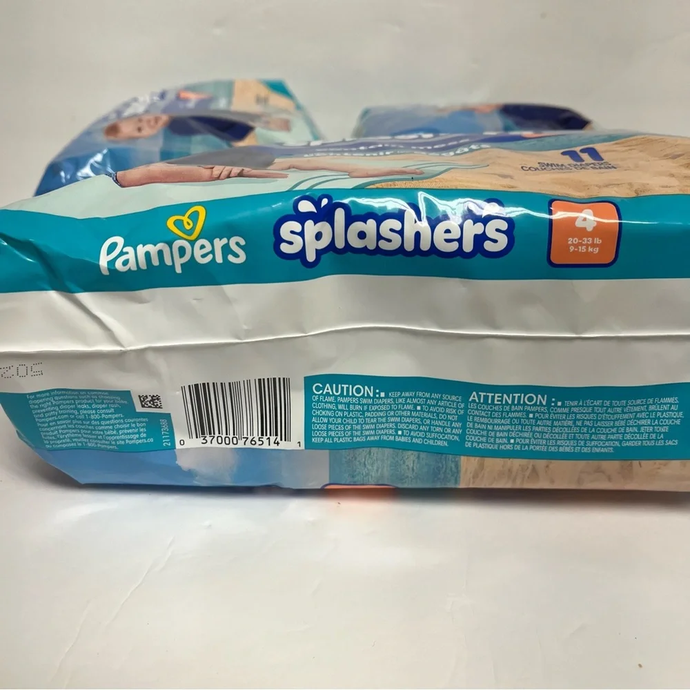 SEALED Pampers Splashers Swim‎ Diapers Size 4 (lot of 3)